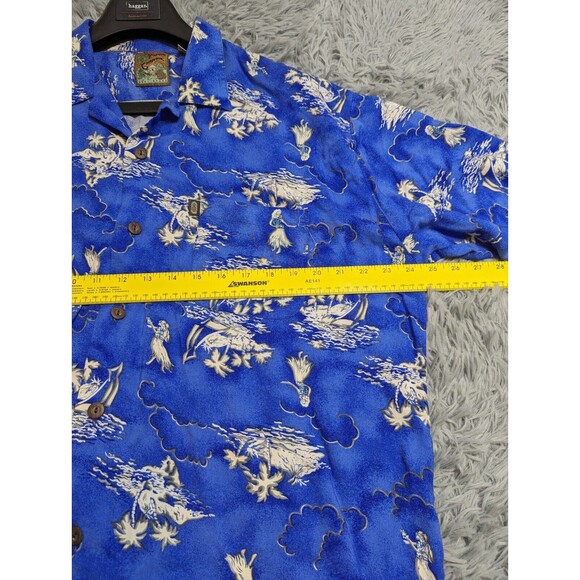 Pineapple Connection Hawaiian Shirt Mens Size XL XLarge Blue Hula Girl Palms - Picture 7 of 10